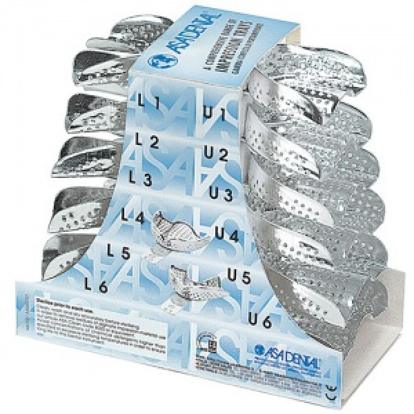 Ложка слепочная, набор 12 штук, с перфорацией без бортиков алюминиевая, Asa Dental (Италия)